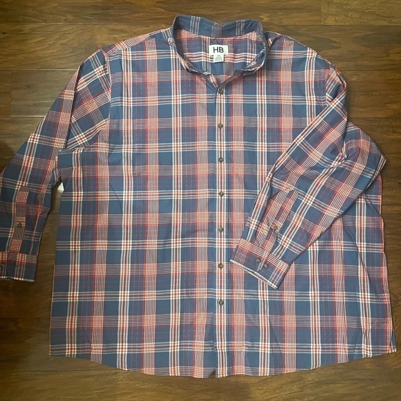 HB Men’s Plaid Button Up Shirt Size 3XL - Picture 1 of 5